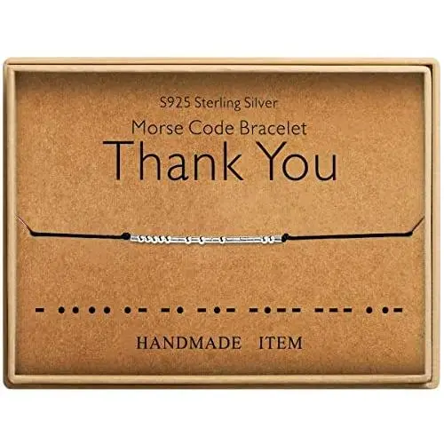 Thank You Bracelet Morse Code Jewelry Gift for Women Sterling Silver Beads on Silk Cord inspirational Gift for Her Thank You Bracelet Morse Code Jewelry Gift for Women Sterling Silver Beads on Silk Cord inspirational Gift for Her