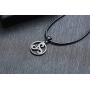 PJ Jewelry Mens Celtic Symbol Triskelion Pendant Stainless Steel Triskele Triple Spiral Necklace with Leather Chain