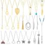Thrilez Necklaces Set for Women Teen Girls, 24pcs Silver Gold Simple Trendy Layered Necklace Pack, Fashion Dangle Pendant Necklaces Costume Jewelry for Sweaters, Jeans, Skirts, Vests and Daily Dress