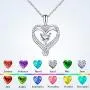 ESSIE ODILA Heart Necklaces for Women Sterling Silver Birthstone Pendant 5A Heart-Shape Cubic Zirconia Birthday Gift for Women Mom Girls