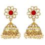 I Jewels 18K Gold Plated Indian Bollywood Wedding Party Wear Faux Kundan Pear Ethnic Choker Necklace Jewelry Set for Women