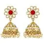 I Jewels 18K Gold Plated Indian Bollywood Wedding Party Wear Faux Kundan Pear Ethnic Choker Necklace Jewelry Set for Women