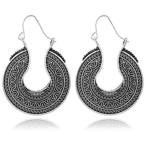 Vintage Gypsy Tribal Ethnic Hollow Dangle Hoop Earrings for Women and Girl, Lightweight Boho Indian Geometry Drop Earrings Fashion Jewelry
