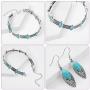 Bohemian Turquoise Necklace Choker Turquoise Earrings Silver Short Choker Necklace Handmade Vintage Necklace with Vintage Statement Drop Dangle Earrings Gothic Boho Jewelry Set for Women