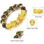 Jewdreamer 8PCS Feng Shui Good Luck Bracelets for Men Women Five-Element Obsidian Bead Lucky Charm Pi Xiu Pi Yao Bracelet Chinese Dragon Attract Good Luck and Wealth Jewelry Adjustable Elastic