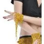 Ewanda store Belly Dance Tassel Wrist Ankle Arm Cuffs Bracelets Wristband Gypsy Jewelry,Halloween Costume Accessory(Gold)