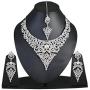 Touchstone Indian Bollywood Intricately Crafted Diamond Look Rhinestone Crystal Colorful Wedding Designer Jewelry Necklace Set in Gold and Silver Tone for Women.