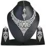 Touchstone Indian Bollywood Intricately Crafted Diamond Look Rhinestone Crystal Colorful Wedding Designer Jewelry Necklace Set in Gold and Silver Tone for Women.