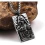 Demon Skull Necklace for Men, Skull Cross Pendant Necklace with 23.6” Chain, Masked Goddess Skull Cameo Necklace, Gothic Cross Skull Tag Necklace, Punk Skull Jewelry Gift for Men Boys