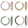 4 Pairs Glitter Hoop Earrings Bohemian Sparkle Resin Rhinestone Crystal Wrapped Geometric Big Round Circle Shiny Dangle Earrings Goldplated Scrub Drop Earring for Women Girls Wedding Party Jewelry