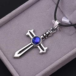 Davitu Pendant Necklaces - Cartoon Jewelry Fashion Blue Anime Crystal Cross Fairy Tail Figure Toys Gray Fullbuster Cosplay Jewelry for Men Women Wholesale