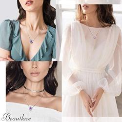 beautlace Birthstone Necklaces/Stud Earrings/Rings/Bracelets/Jewelry Sets Silver Plated Round Shape Birthstone Pendant Jewelry Birthday Gifts for Men and Women