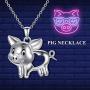 WINNICACA S925 Sterling Silver Cute Animal Necklace Birthday Jewelry Gifts for Pig/Mouse/Cow/Flamingo Lovers