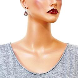DianaL Boutique Silvertone Adorable Little Ladybug Charm Pendant Necklace and Earrings Set 21'' Chain Gift Boxed Lady Bug Fashion Jewelry