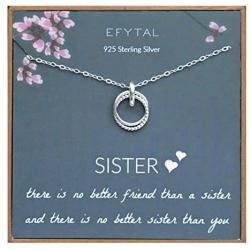 EFYTAL Sister Gift from Sister, 925 Sterling Silver Interlocking Circles Necklace, Sister Birthday Gift, Big Sister Gifts Necklaces for Sisters Jewelry