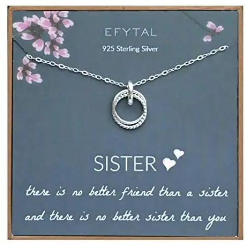 EFYTAL Sister Gift from Sister, 925 Sterling Silver Interlocking Circles Necklace, Sister Birthday Gift, Big Sister Gifts Necklaces for Sisters Jewelry