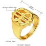 U7 Men Women Square/Rectangle/Arrow Band/Dollar Sign Signet Ring Personalized Biker Jewelry Size Range 7 to 13, Customized Text/Name/Coordinate/Number/Symbols Engrave, Gold/Black/Stainless 3 Colors