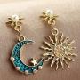 Caiyao 5Pcs Different Size Pearl Necklaces Big Sun Moon Pearl Earrings Cresent Sunburst Drop Dangle with High Imitation Pearl for Women Girls Jewelry Gifts