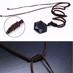 MENGLINA Women Men Blue Sandstone Hexagram Star Pendant Necklace Lucky Love Natural Energy Stone Rope Chain Couple Necklace Jewelry Adjustable
