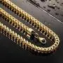 INBLUE 6MM Wide Chain Necklace for Men Women Boys Girls Stainless Steel Cuban Link Chain Necklaces Water Resistant Thick Metal Foxtail Chains (3 Colors - Silver Black Gold, 21.6 Inch Long)