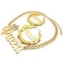 Fashion 21 Womens Statement Queen Necklace, Bamboo Pierced Earring in Gold Tone