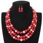 HaHaGirl Faux Pearl Strands Mix Color Tone Jewelry Sets for Women Include Necklace Bracelet and Earrings Set