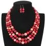 HaHaGirl Faux Pearl Strands Mix Color Tone Jewelry Sets for Women Include Necklace Bracelet and Earrings Set