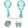 Amazon Day Deals Turquoise Long Beaded Bohemia Necklace for Women Vintage Ethnic Alloy Pendant Jewelry & Earring Set