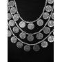 Saissa Oxidised Metal Silver Plated Multi-strand Coins Necklace Indian Jewelry for Women
