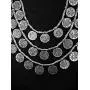 Saissa Oxidised Metal Silver Plated Multi-strand Coins Necklace Indian Jewelry for Women