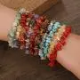 Natural Gemstone Chakra Crystal Healing Chip Gemstone Stretch Bracelets Tumble Polished Align Chakras/Conquer Fear/Increase Communication Reiki