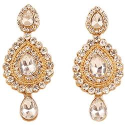 Touchstone Indian Bollywood curved fish Austrian crystals jewelry earrings for women