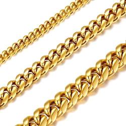 Richsteel Chunky Cuban Chain Necklace for Men Boys Women 6mm/10mm/14mm Width Stainless Steel/18K Gold/Black Plated Link Chains with Durable Clasp Hip Hop Jewelry