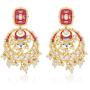 Aheli Fancy Bollywood Party Festive Wear Simulated Stone Studded Enamel Chandbali Drop Dangle Earrings Indian Wedding Fashion Jewelry for Women Girls
