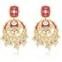 Aheli Fancy Bollywood Party Festive Wear Simulated Stone Studded Enamel Chandbali Drop Dangle Earrings Indian Wedding Fashion Jewelry for Women Girls