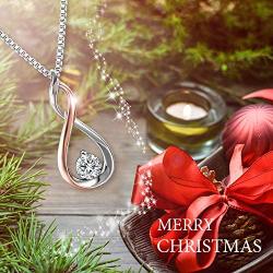 Angelady 925 Sterling Silver Infinity Necklace for Women with Jewellery Gift Box, Silver and Rose Gold Plated Friendship Pendant Necklace with 5A Cubic Zircon Birthday Gift