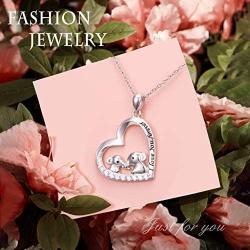 S925 Sterling Silver Lucky Elephant Love Heart Necklace for Women Daughter Girlfriend