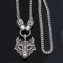 3D Wolf Head Viking Wolf Pendant NECKLACE - Stainless Steel Chain Steampunk With Mjolnir Scandinavian Pagan Fenrir Nordic