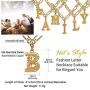 ChainsHouse Initial Letter Pendant Necklace Mens Womens Capital Letter Yellow Gold Plated A-Z 26 Alphabet Name Jewelry 16''+2'' Adjustable Stainless Steel Figaro Chain Personaziled