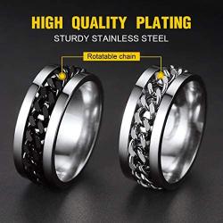ChainsPro Sturdy Cuban Link/Spinner Rings for Men/Women, Can Engrave, Size 06-12, 18K Gold Tone/316L Stainless Steel/Black (Send Gift Box)
