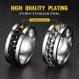 ChainsPro Sturdy Cuban Link/Spinner Rings for Men/Women, Can Engrave, Size 06-12, 18K Gold Tone/316L Stainless Steel/Black (Send Gift Box)