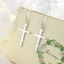 S925 Sterling Silver Jewelry Classic Cross Hoop Dangle Stud Earrings