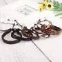 Finrezio 24 Pcs Braided Bracelet Set Men Women Handmade Jewelry String Beads Leather Wristbands Boho Ethnic Tribal Linen Hemp Cords Wrap Bracelets