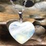 Heart Moonstone Pendant Necklace, Natural Moonstone Jewelry For Woman Lady Blue Light Crystal 15x6mm Beads 925 Silver Chains AAAAA
