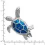 Sterling Silver Created Blue Opal 3D Turtle Necklace Pendant with 18'' Box Chain Sterling Silver Created Blue Opal 3D Turtle Necklace Pendant with 18'' Box Chain