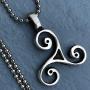 Celtic Jewelry Druid Triskele Triskelion Viking Pewter Mens Womens pendant necklace Amulet Charm for men women unisex w silver ball chain