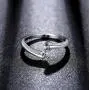 COLORFUL BLING Fashion Silver Plated White Cubic Zirconia Open Adjustable Ring