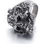 Elfasio Men Skull Rings Stainless Steel Gothic Biker Punk Jewelry, Size 8-13