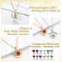 Custom4U Birthstone Personalized Necklace for Women - Custom Heart Pendant Girls Necklace with 1-5 Birthstones and Names Sterling Silver/Stainless Steel - Birthstone Gift for Girls Women Mother