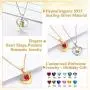 Custom4U Birthstone Personalized Necklace for Women - Custom Heart Pendant Girls Necklace with 1-5 Birthstones and Names Sterling Silver/Stainless Steel - Birthstone Gift for Girls Women Mother